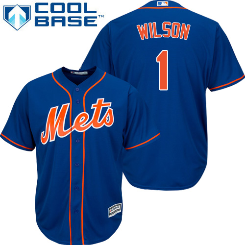 Mets #1 Mookie Wilson Blue Cool Base Stitched Youth MLB Jersey - Click Image to Close